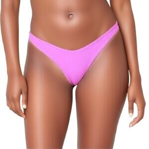 L*Space Pointelle Rib Cabana Bikini Bottom in Bright Fuchsia NWOT Size Medium